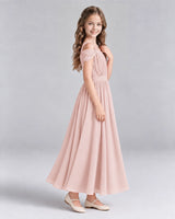 Blush Pink A-line Junior Bridesmaid Dresses Side