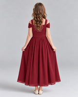 Burgundy A-line Junior Bridesmaid Dresses Back