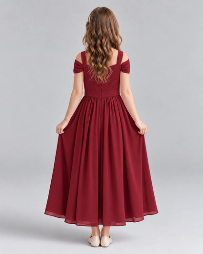 Burgundy A-line Junior Bridesmaid Dresses Back