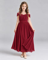 Burgundy A-line Junior Bridesmaid Dresses Front