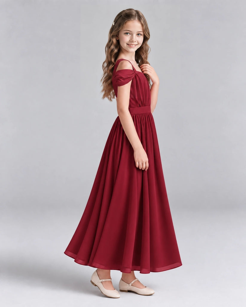 Burgundy A-line Junior Bridesmaid Dresses Side