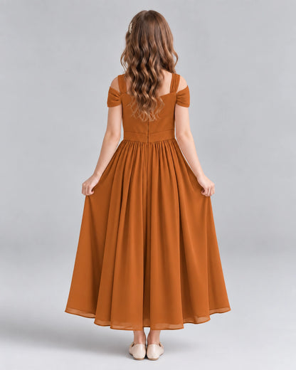 Burnt Orange A-line Junior Bridesmaid Dresses Back