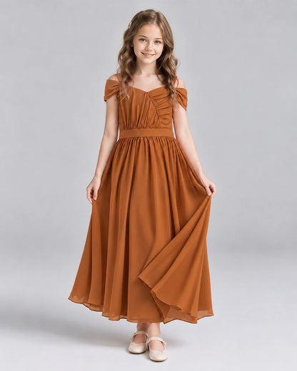 Burnt Orange A-line Junior Bridesmaid Dresses Front
