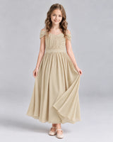 Champagne A-line Junior Bridesmaid Dresses Front