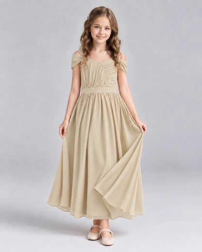 Champagne A-line Junior Bridesmaid Dresses Front