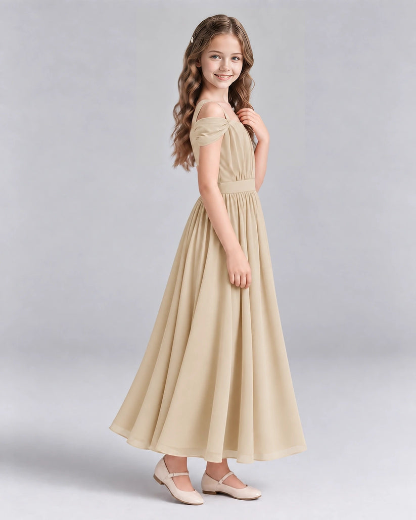Champagne A-line Junior Bridesmaid Dresses Side