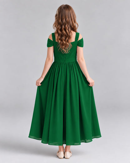 Dark Green A-line Junior Bridesmaid Dresses Back