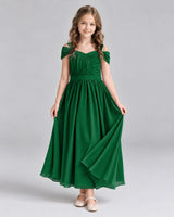 Dark Green A-line Junior Bridesmaid Dresses Front