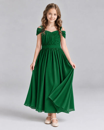 Dark Green A-line Junior Bridesmaid Dresses Front