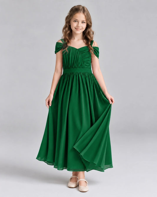 Dark Green A-line Junior Bridesmaid Dresses Front