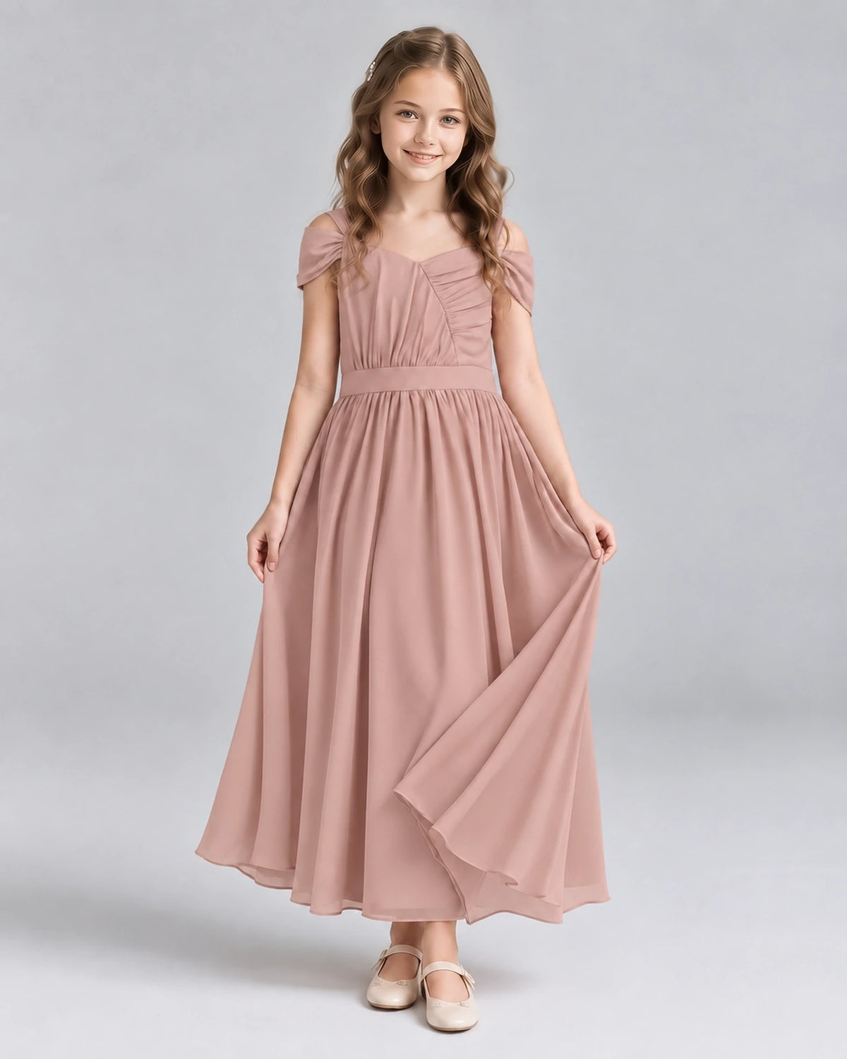 Dusty Rose A-line Junior Bridesmaid Dresses Front