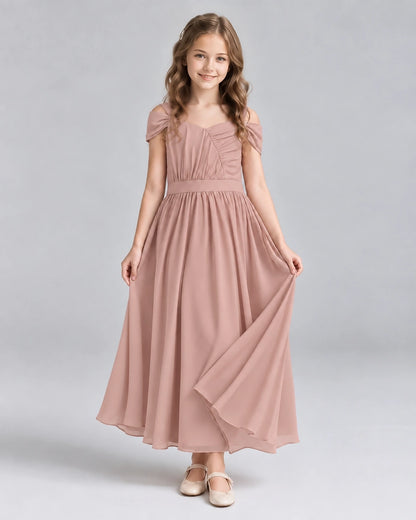 Dusty Rose A-line Junior Bridesmaid Dresses Front