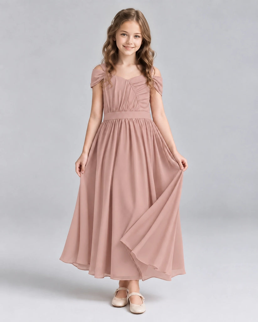 Dusty Rose A-line Junior Bridesmaid Dresses Front