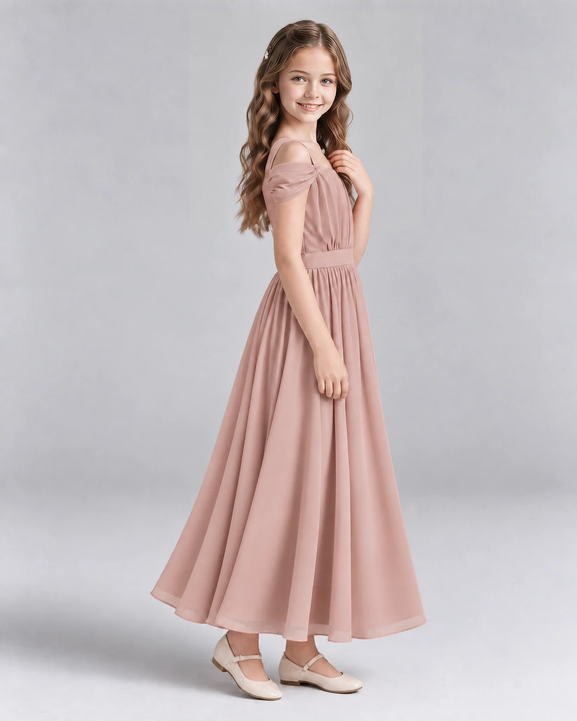 Dusty Rose A-line Junior Bridesmaid Dresses Side