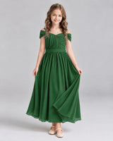 Emerald Green A-line Junior Bridesmaid Dresses Front