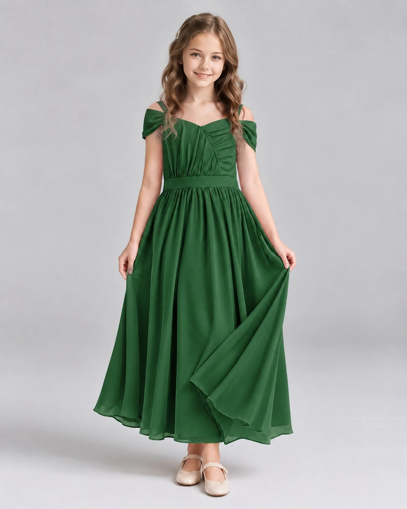 Emerald Green A-line Junior Bridesmaid Dresses Front