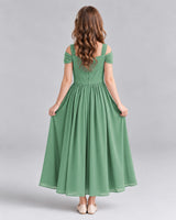 Eucalyptus A-line Junior Bridesmaid Dresses Back