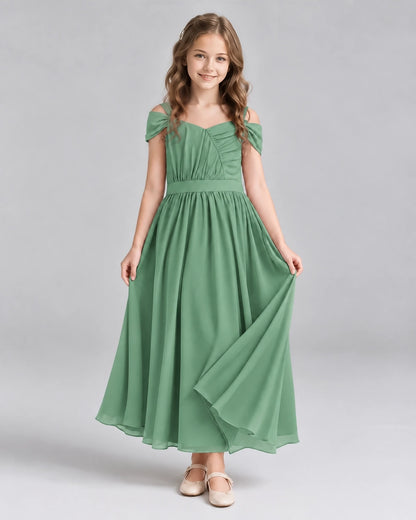 Eucalyptus A-line Junior Bridesmaid Dresses Front