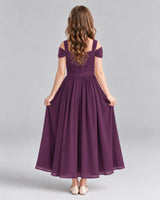 Grape A-line Junior Bridesmaid Dresses Back