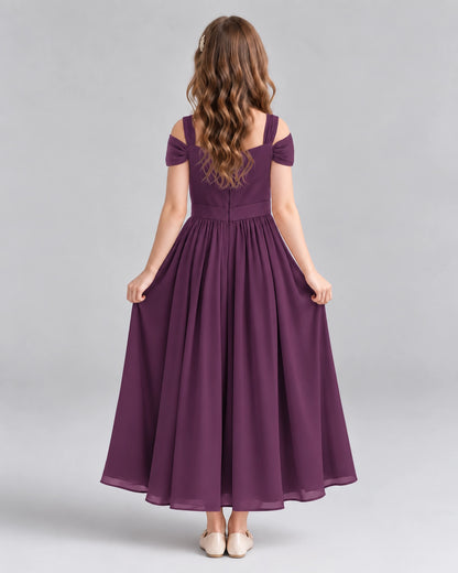 Grape A-line Junior Bridesmaid Dresses Back