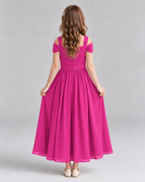 Hot Pink A-line Junior Bridesmaid Dresses Back
