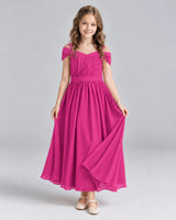 Hot Pink A-line Junior Bridesmaid Dresses Front