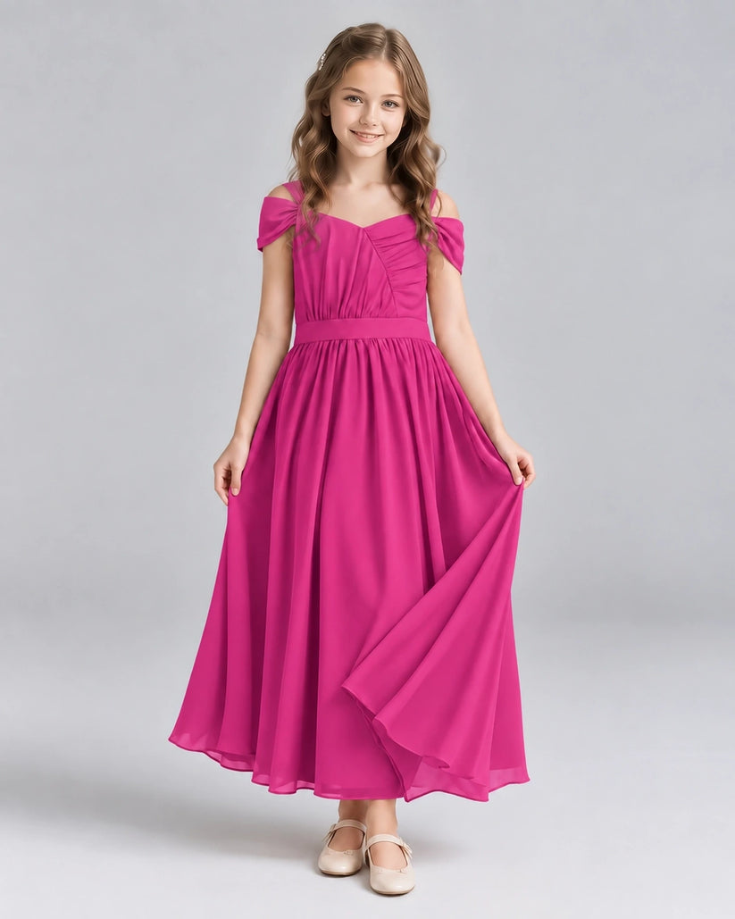 Hot Pink A-line Junior Bridesmaid Dresses Front