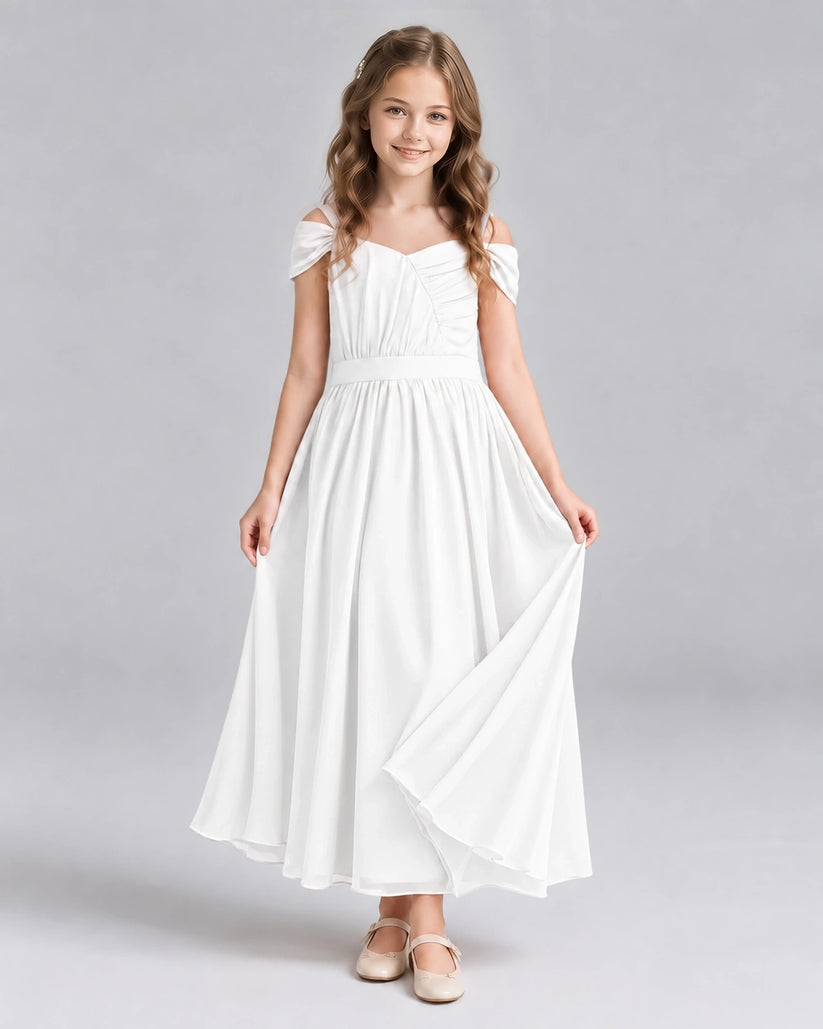 Ivory A-line Junior Bridesmaid Dresses Front