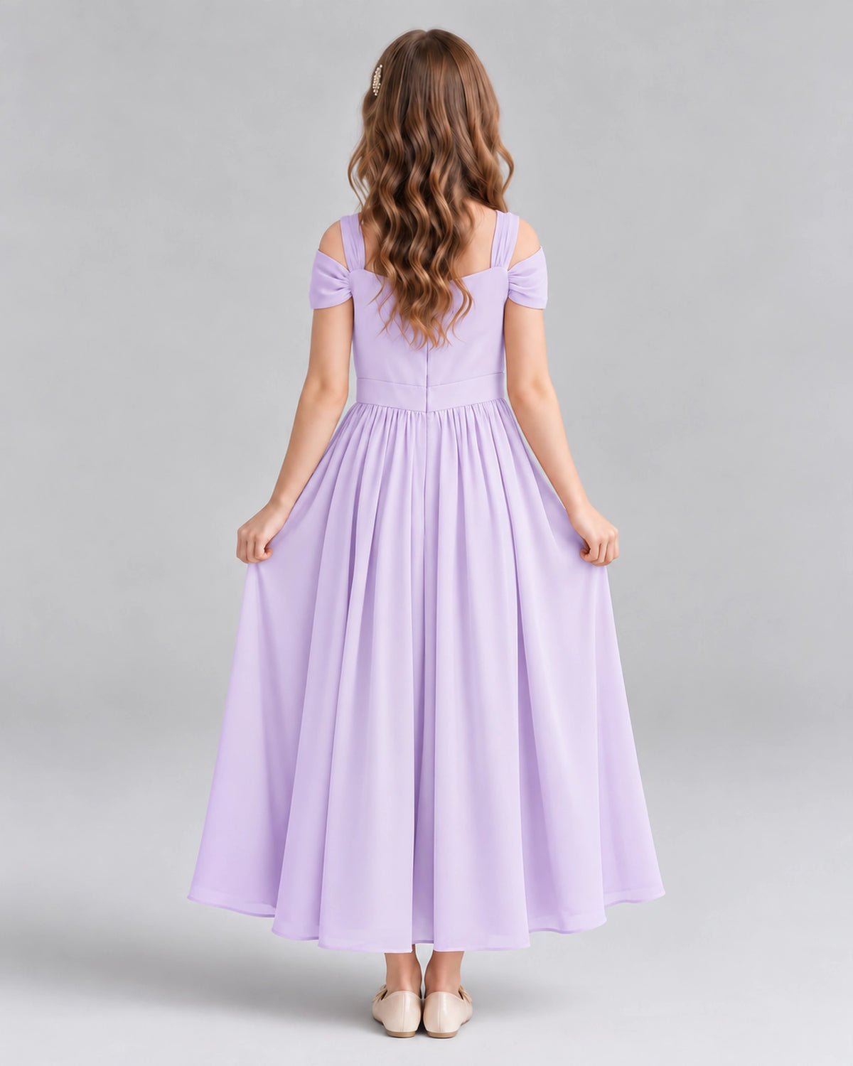 Lavender A-line Junior Bridesmaid Dresses Back