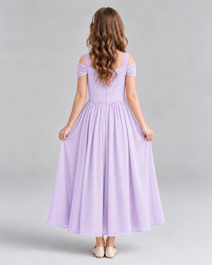Lavender A-line Junior Bridesmaid Dresses Back