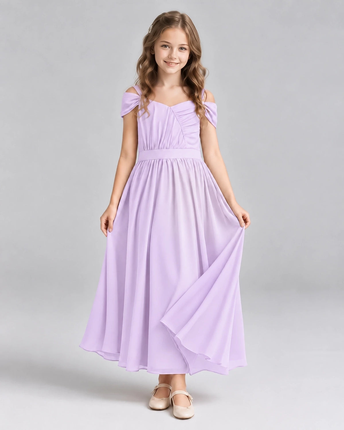 Lavender A-line Junior Bridesmaid Dresses Front
