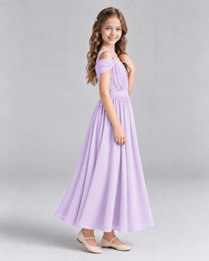Lavender A-line Junior Bridesmaid Dresses Side
