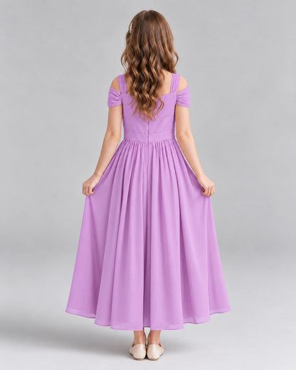 Lilac A-line Junior Bridesmaid Dresses Back