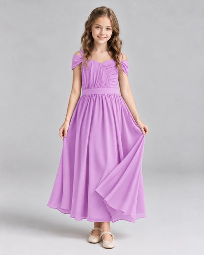 Lilac A-line Junior Bridesmaid Dresses Front
