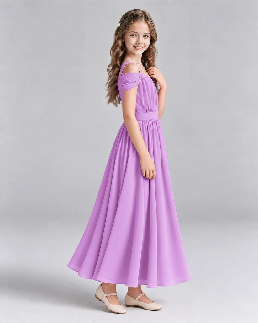 Lilac A-line Junior Bridesmaid Dresses Side