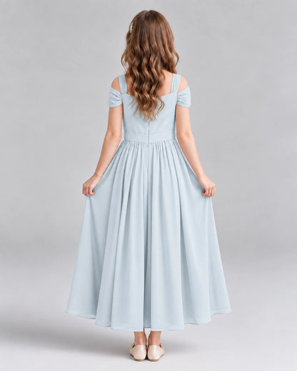 Mist A-line Junior Bridesmaid Dresses Back