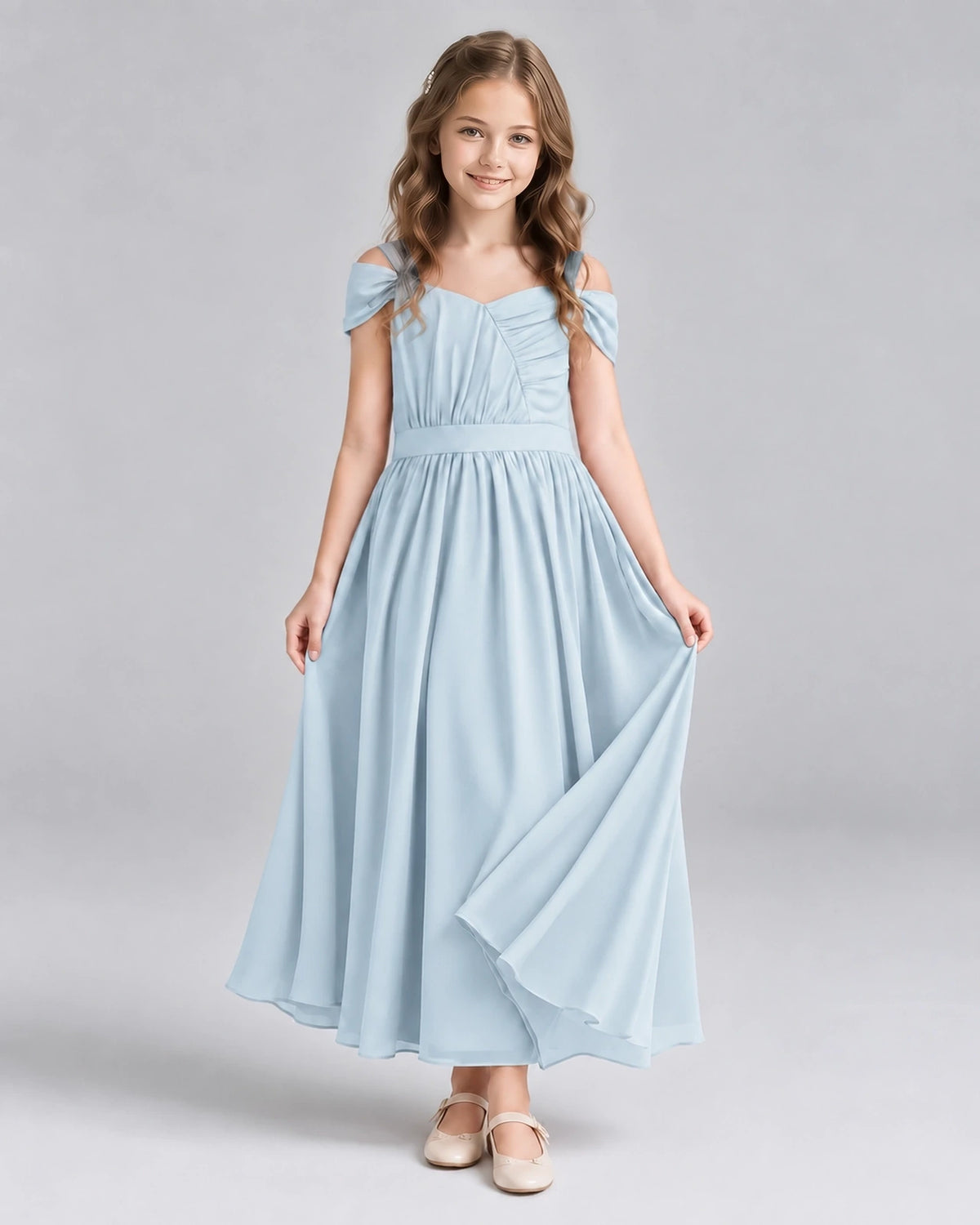 Mist A-line Junior Bridesmaid Dresses Front