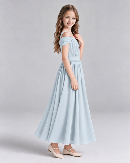 Mist A-line Junior Bridesmaid Dresses Side