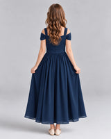 Navy Blue A-line Junior Bridesmaid Dresses Back