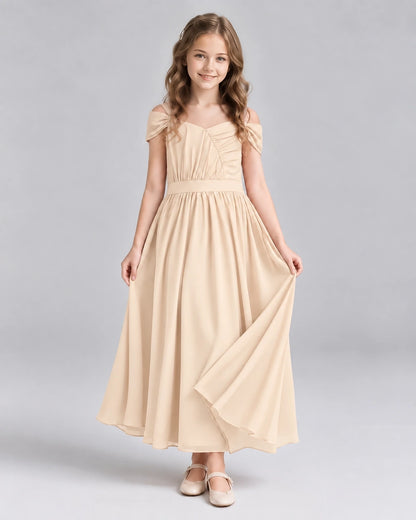 Peach A-line Junior Bridesmaid Dresses Front