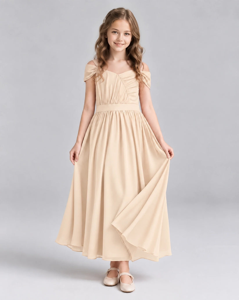 Peach A-line Junior Bridesmaid Dresses Front