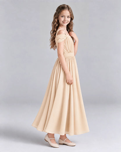 Peach A-line Junior Bridesmaid Dresses Side