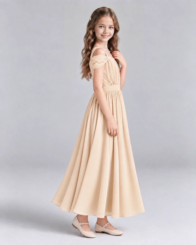 Peach A-line Junior Bridesmaid Dresses Side