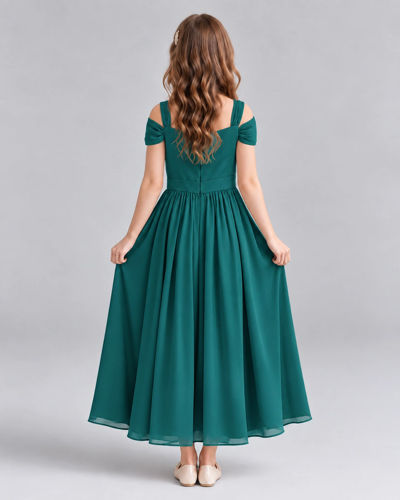 Peacock A-line Junior Bridesmaid Dresses Back