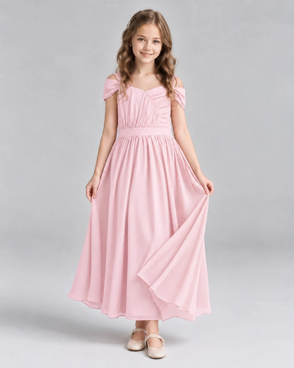 Pink A-line Junior Bridesmaid Dresses Front
