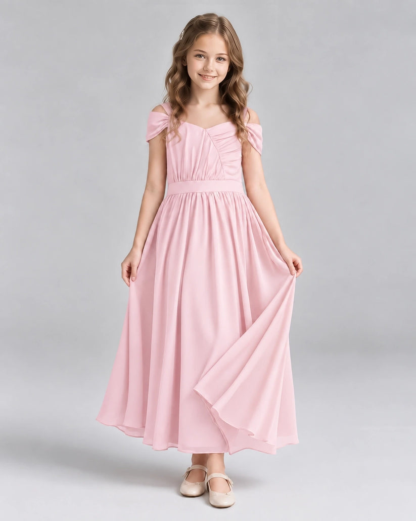 Pink A-line Junior Bridesmaid Dresses Front