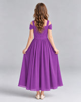 Purple A-line Junior Bridesmaid Dresses Back