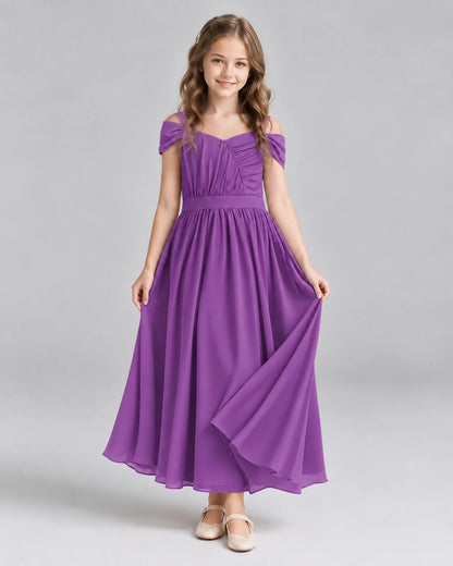 Purple A-line Junior Bridesmaid Dresses Front
