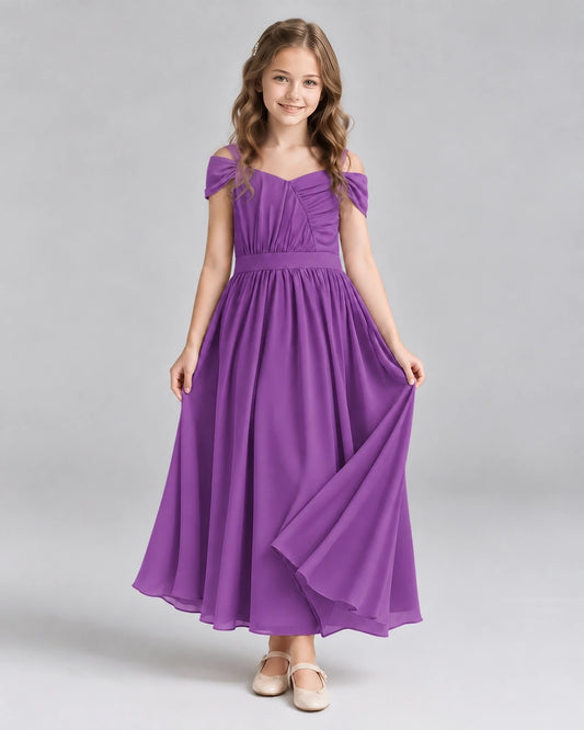 Purple A-line Junior Bridesmaid Dresses Front