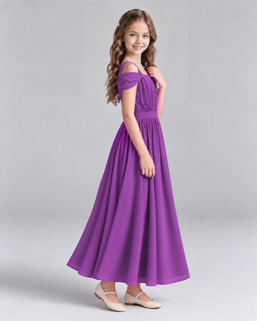 Purple A-line Junior Bridesmaid Dresses Side
